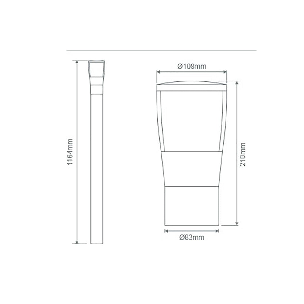Buy Bollard Lights Australia BL-200 Bollard Light H1164mm Black Aluminium - 10735