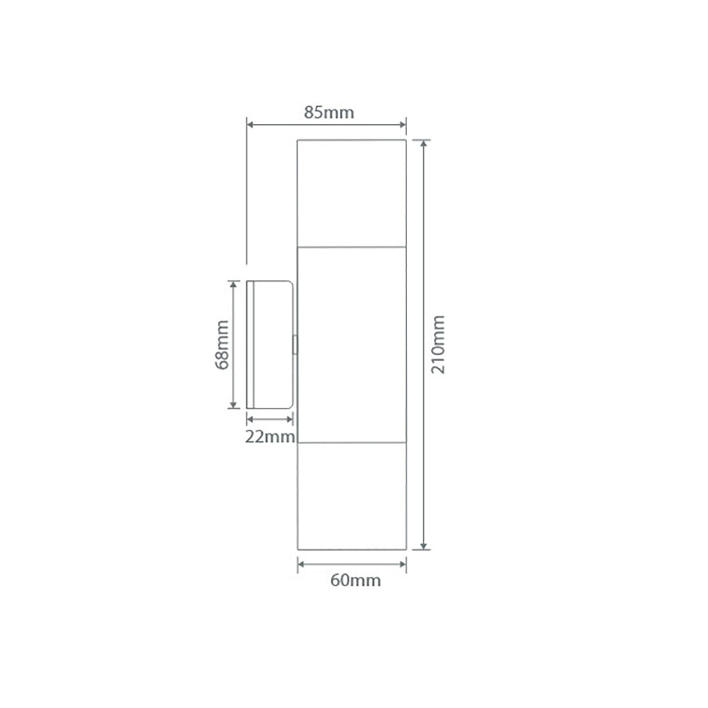 Buy Up / Down Wall Lights Australia Shadow Up & Down Wall 2 Lights Stainless Steel 3CCT - 49030