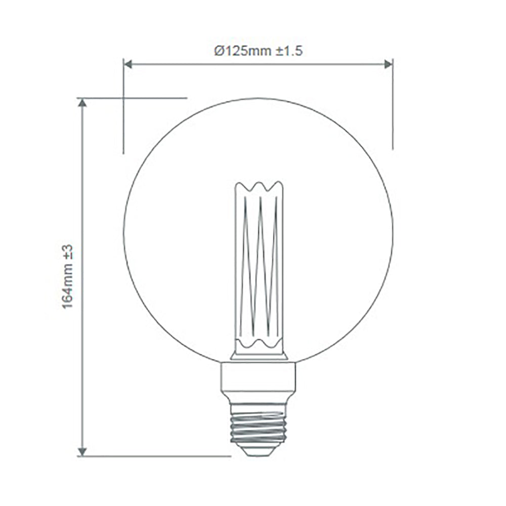 Buy LED Filament Globes Australia G125 Retro LED Filament Globe ES 240V 3.5W Amber 1800K - 65959