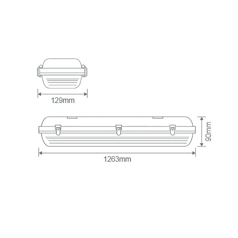 Buy LED Batten Lights Australia Hydro LED Batten Light L1263mm White Polycarbonate 3CCT - 66017