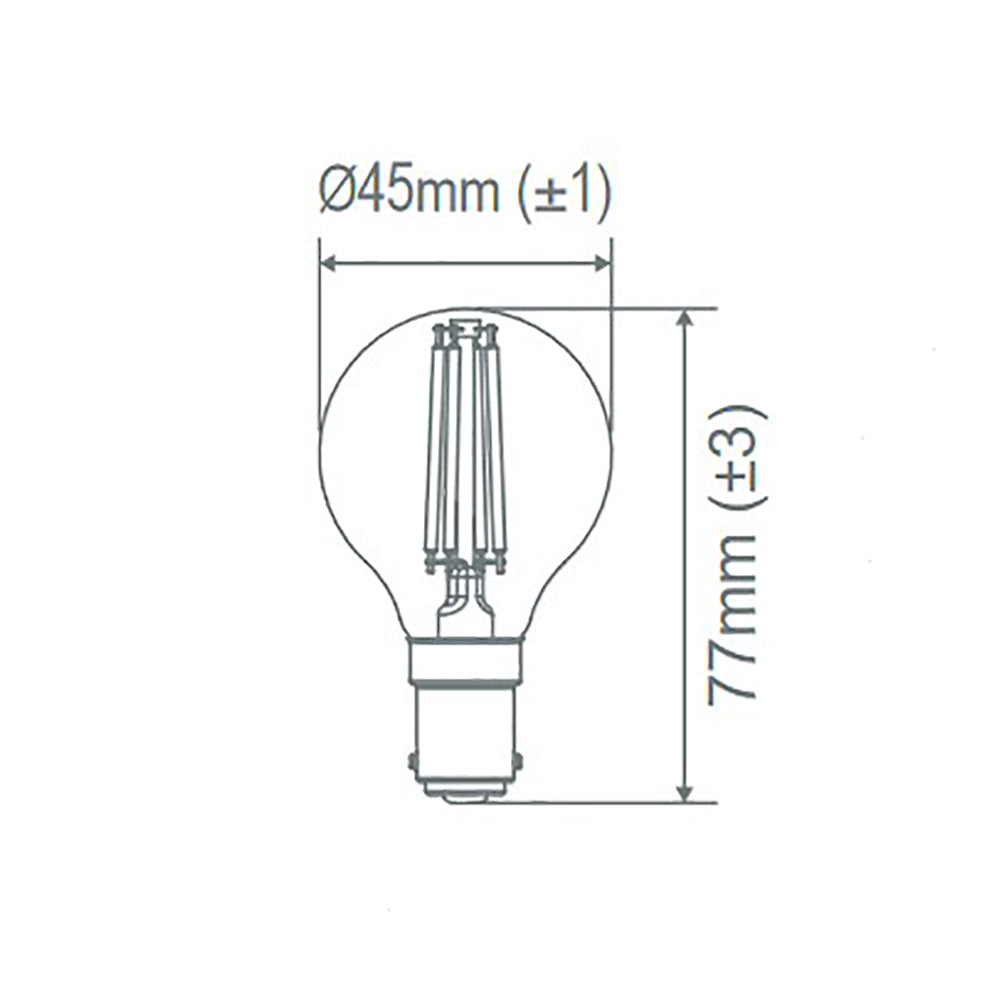 Buy LED Filament Globes Australia Fancy Round LED Filament Globe SBC 240V 4.8W Clear Glass 6500K - 65929