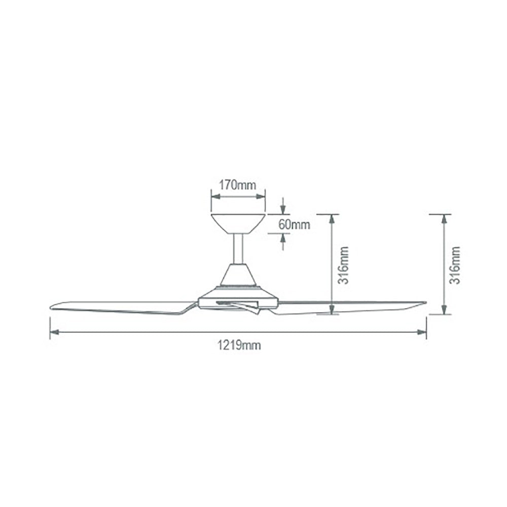 Buy DC Ceiling Fans With Light Australia Axis DC Ceiling Fan 48" Black LED Light White - 60030
