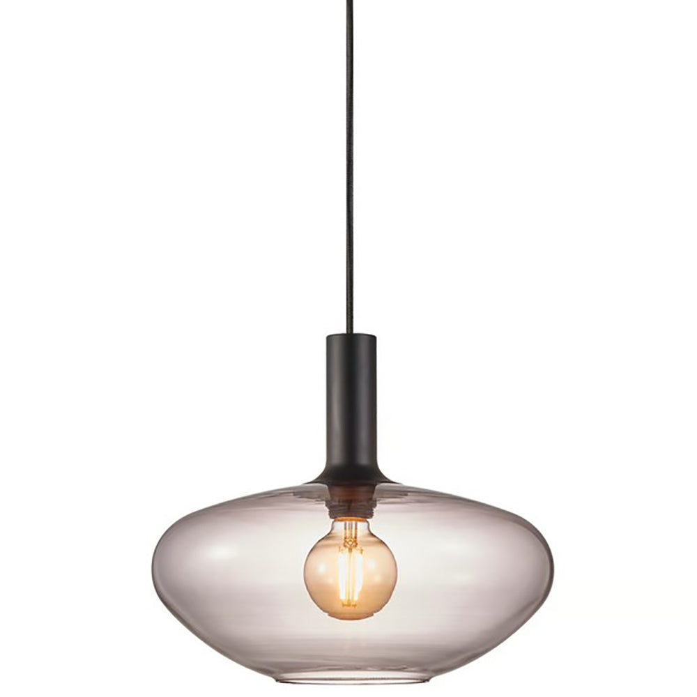 Alton Pendant Light W350mm Black / Smoked Glass - 48973047