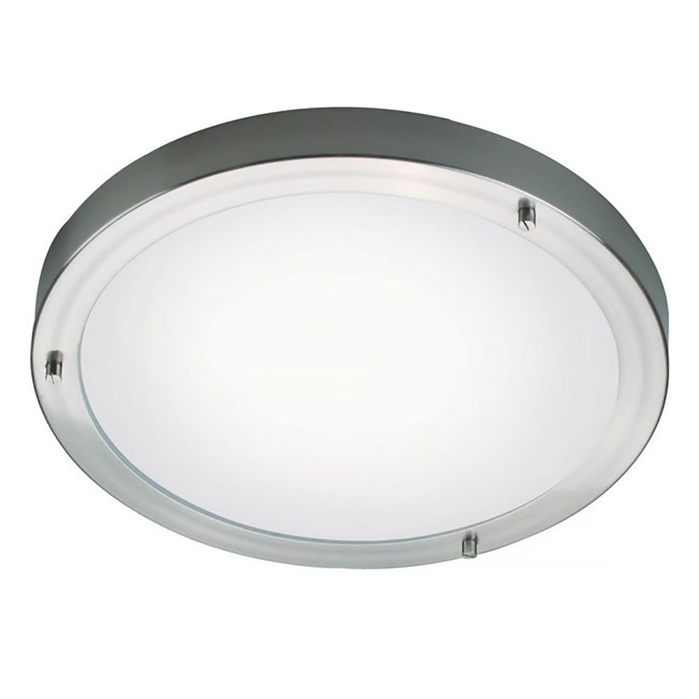Ancona Round Oyster 2 Lights Brushed Steel Metal - 25316132