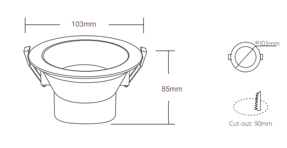 Buy Recessed LED Downlights Australia Recessed LED Downlight 10W W103mm 3CCT - DL1018/TC