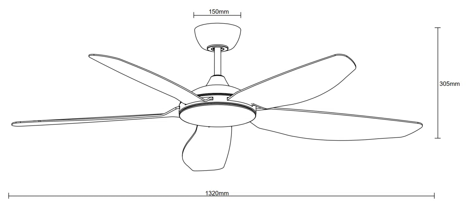Esprit DC Ceiling Fan 52" 5 Blade Matt Black With WIFI Remote - MDCE135M