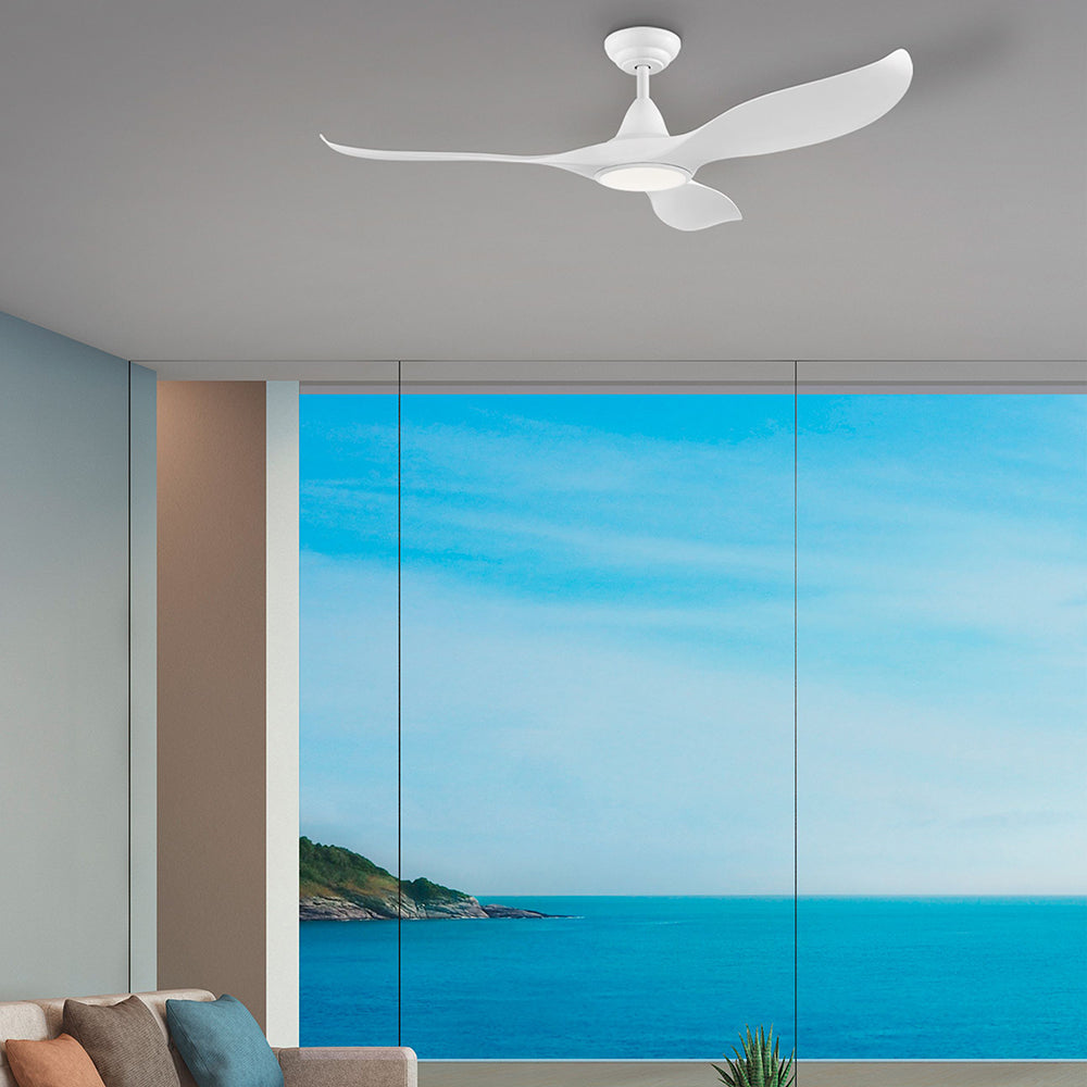 Buy DC Ceiling Fans With Light Australia Noosa 52" DC Fan ABS Light Matt White - 202971