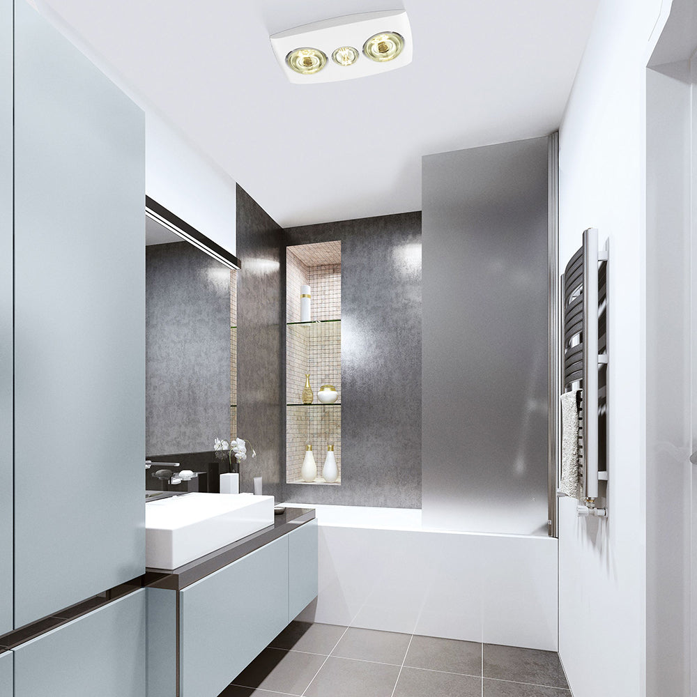 Buy 3 In 1 Bathroom Heaters Australia Vesuvius Bathroom 2 Heat/Fan/Light White - 204152