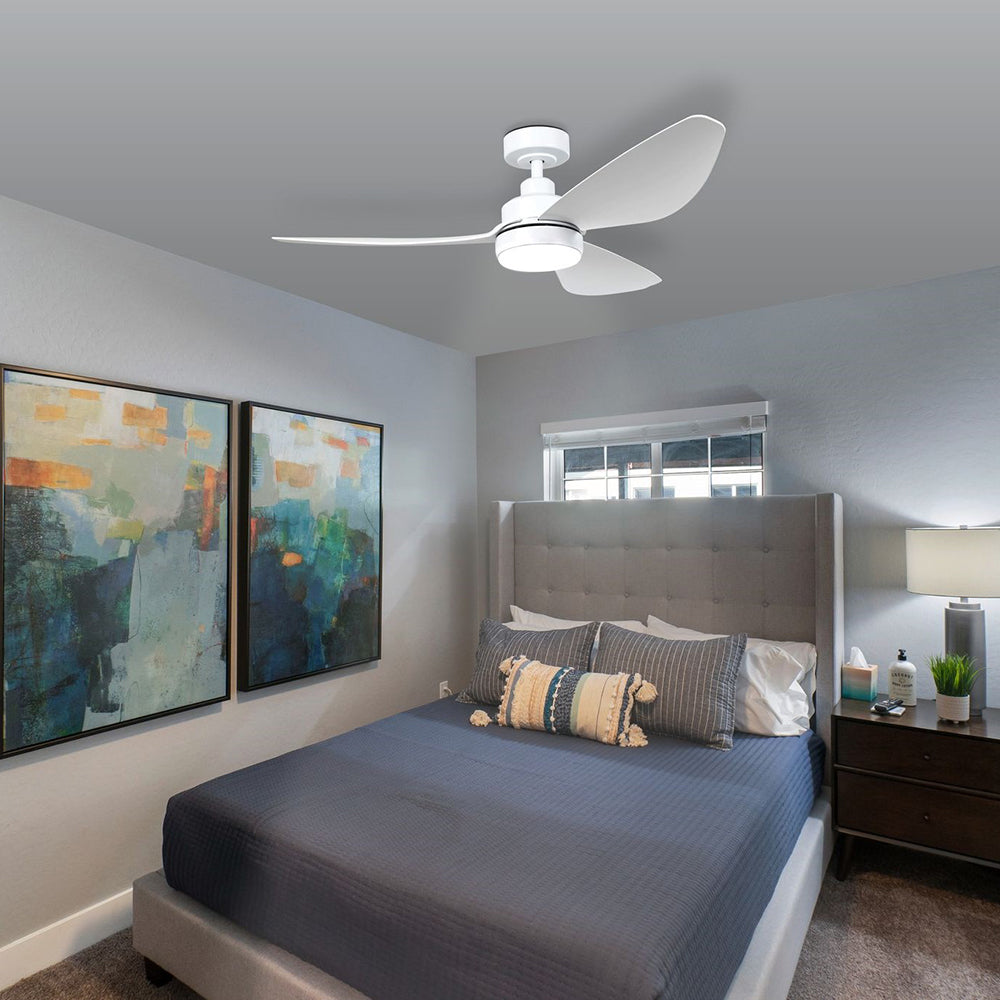 Buy DC Ceiling Fans With Light Australia Torquay 48" DC Fan Matt White With 20W TRI Colour LED - 20522801