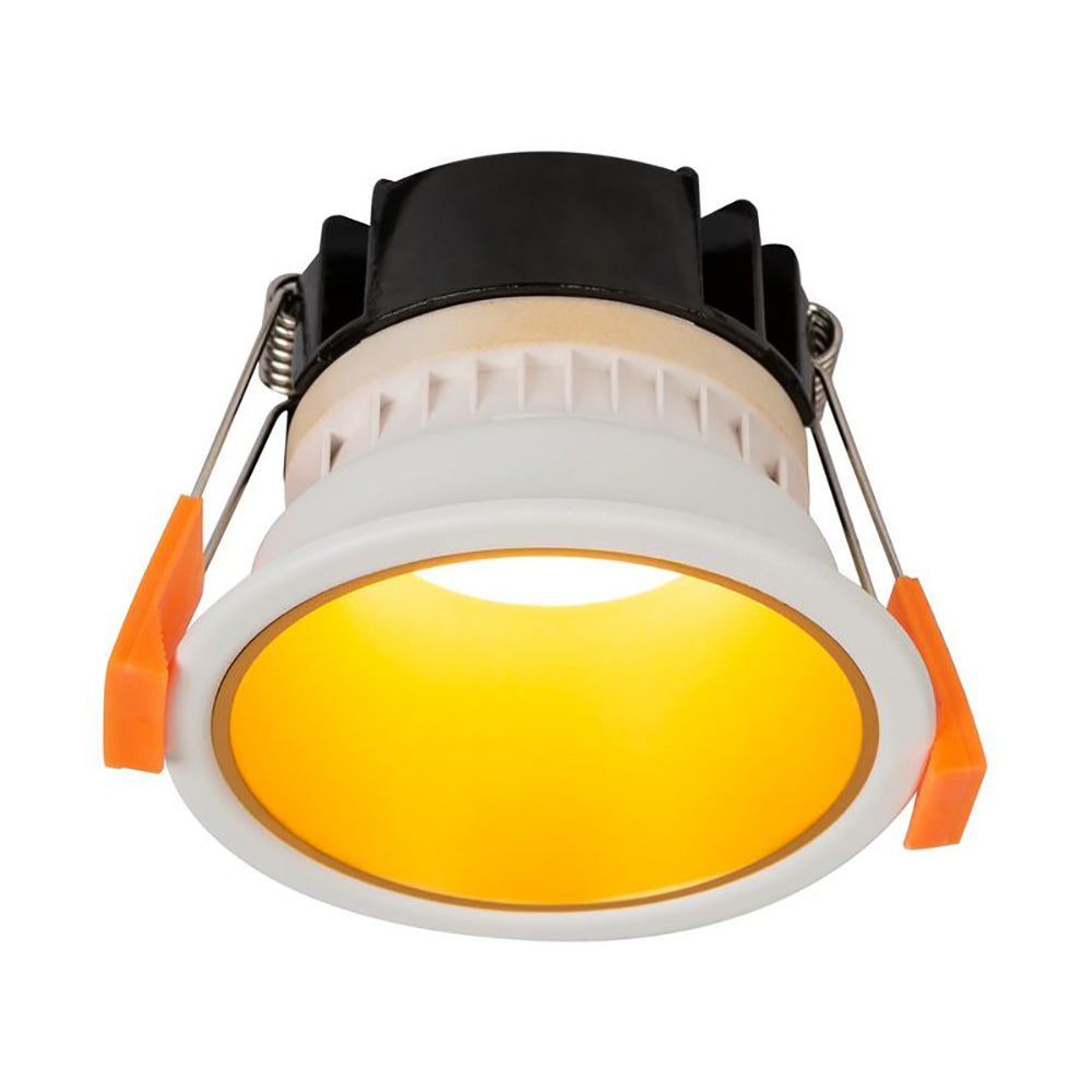Buy Recessed LED Downlights Australia Round Recessed LED Downlight W82mm White Aluminium Gold Insert 2 CCT - HV5529D2W-WG