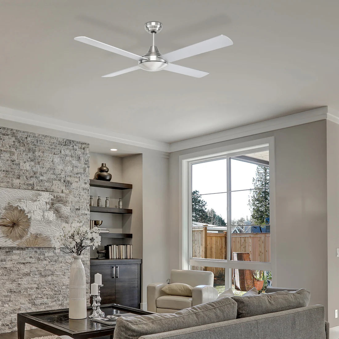 Tempo Plus AC Ceiling Fan 48" Brushed Chrome - 22270/13