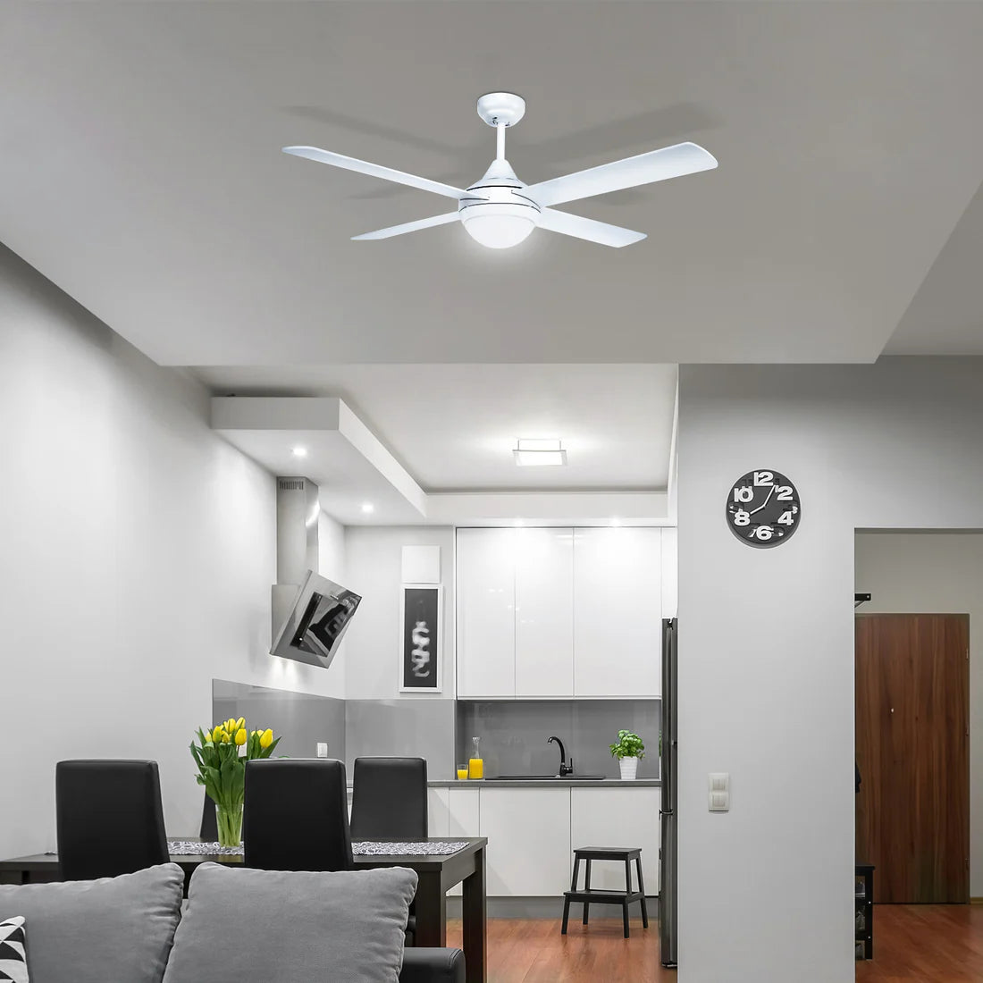 Tempo Plus AC Ceiling Fan 52" With Light And Remote White - 22279/05R