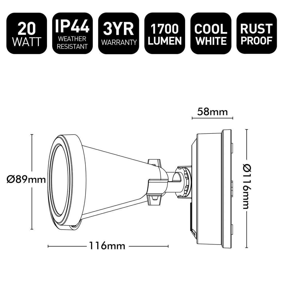 Stinger LED Twin Floodlight 10W 4000K Black - 22287/06