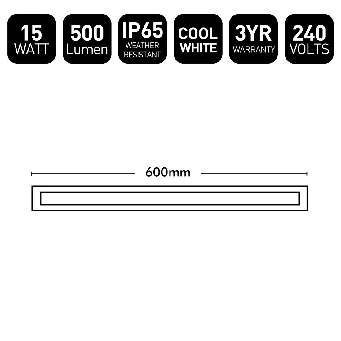 Hendrick 600mm LED Wall Light 15W 4000K Black - 22545/06