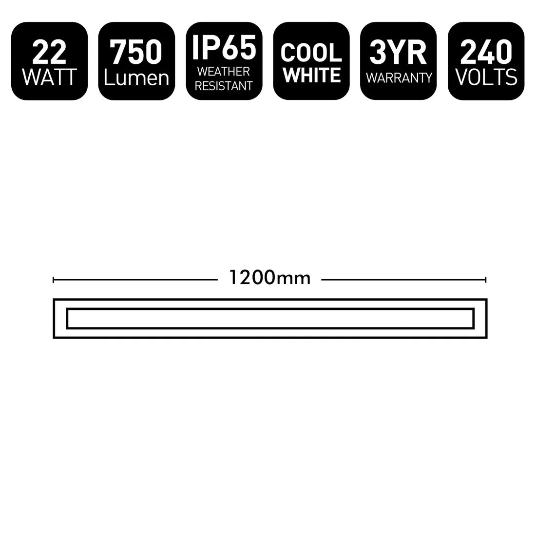 Hendrick 1200mm LED Wall Light 22W 4000K Black - 22546/06