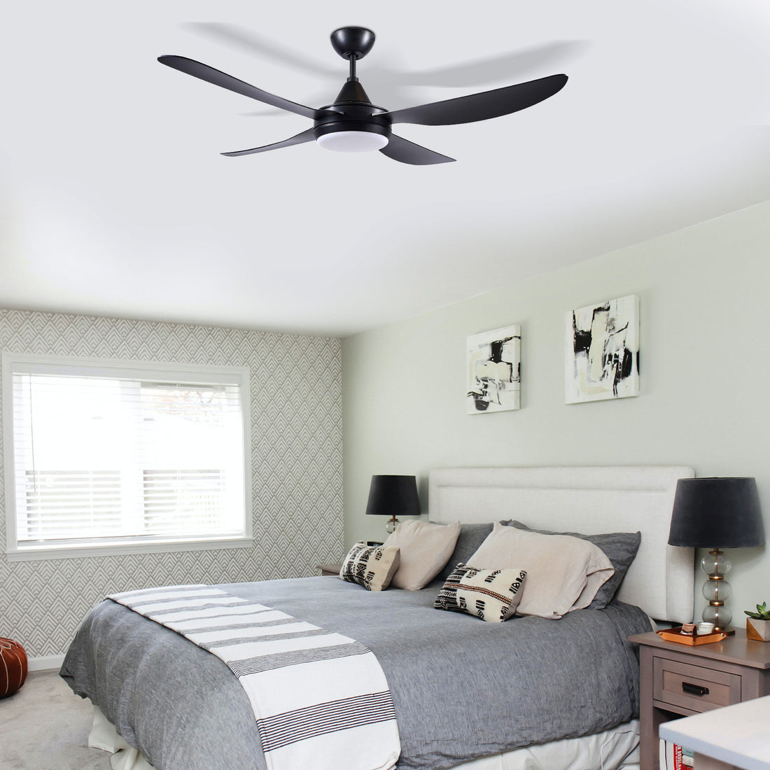 Vector-II AC Ceiling Fan 56" With LED Light 55W Tri Colour Black - 22565/06