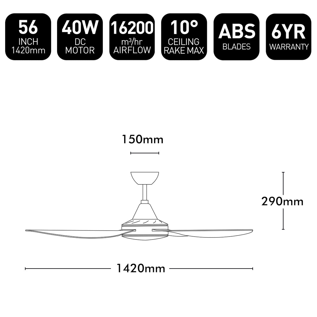 Vector DC Ceiling Fan 56" White - 22691/05