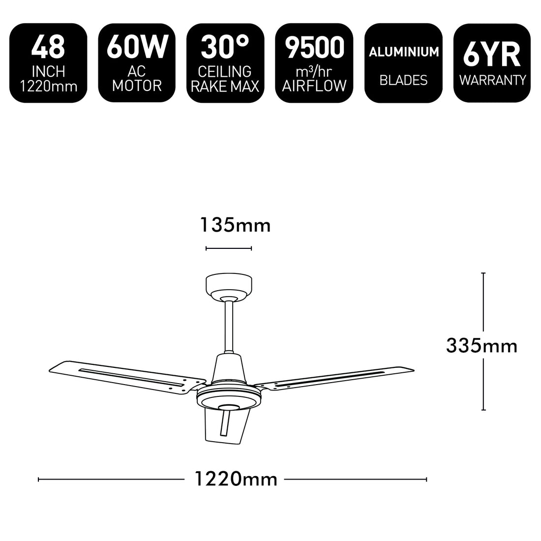 Pacifica-II AC Ceiling Fan 48" White - 22719/05