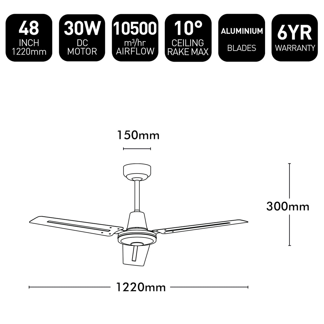 Pacifica AC Ceiling Fan 48" White - 22721/05