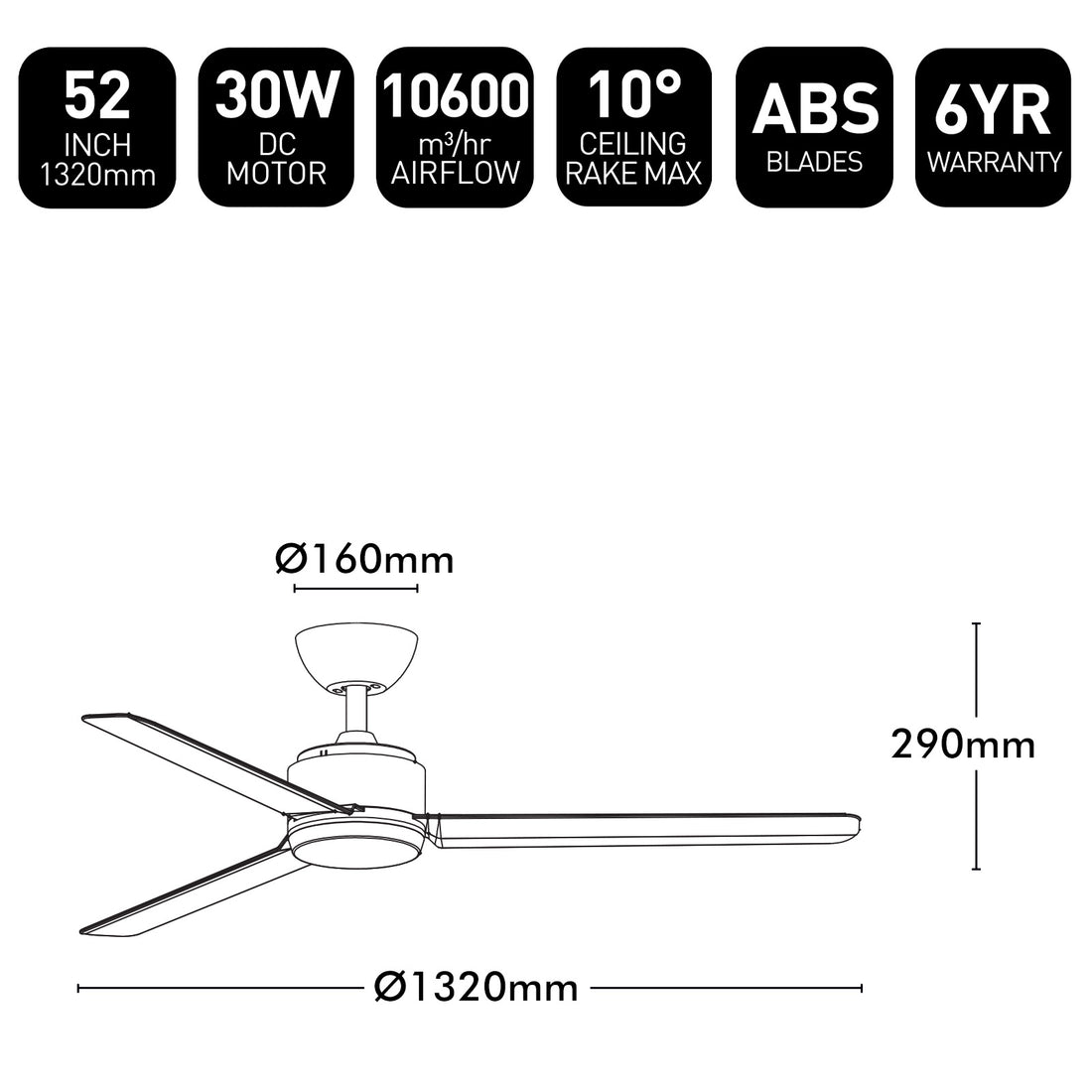 Solana DC Ceiling Fan 52" White - 22765/05