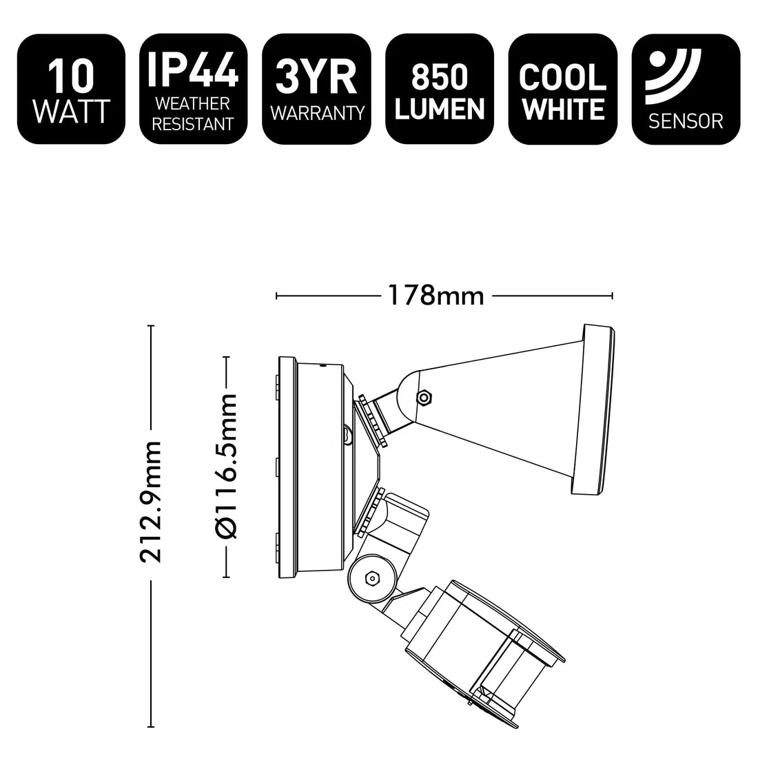 Stinger LED Floodlight with Sensor 10W 4000K White - 22824/05