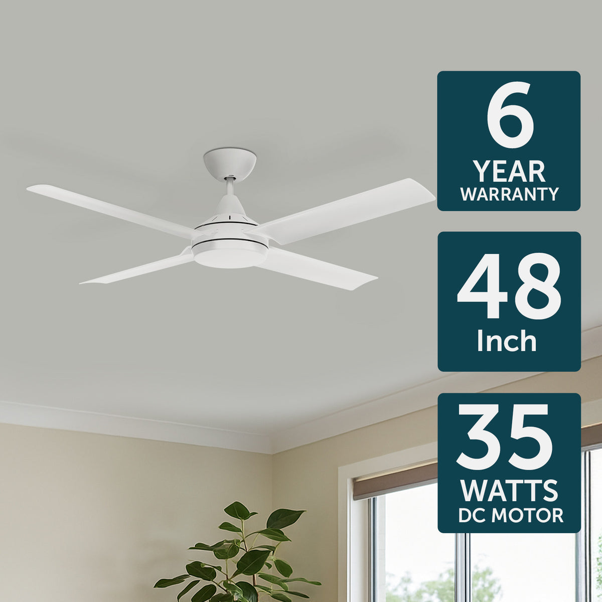 Cairns DC Ceiling Fan 48" Matt White - 22970/05