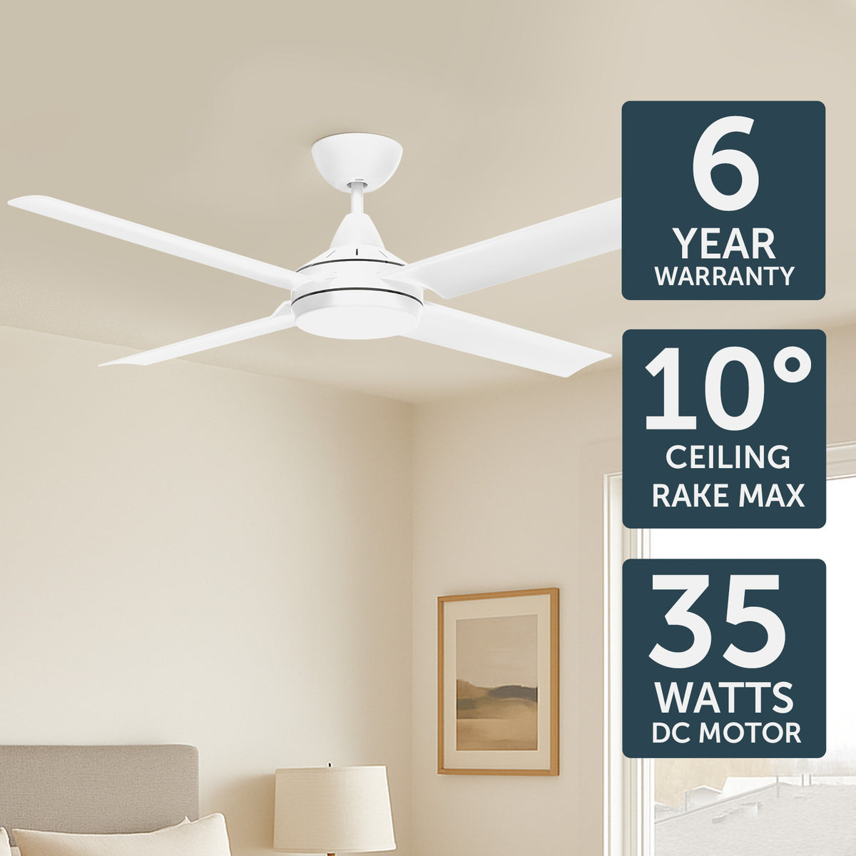 Cairns DC Ceiling Fan 52" Matt White - 22972/05