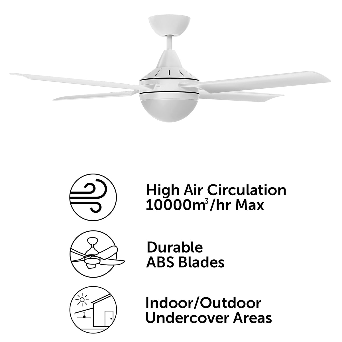 Cairns DC Ceiling Fan 48" With B22 Light Matt White - 22974/05