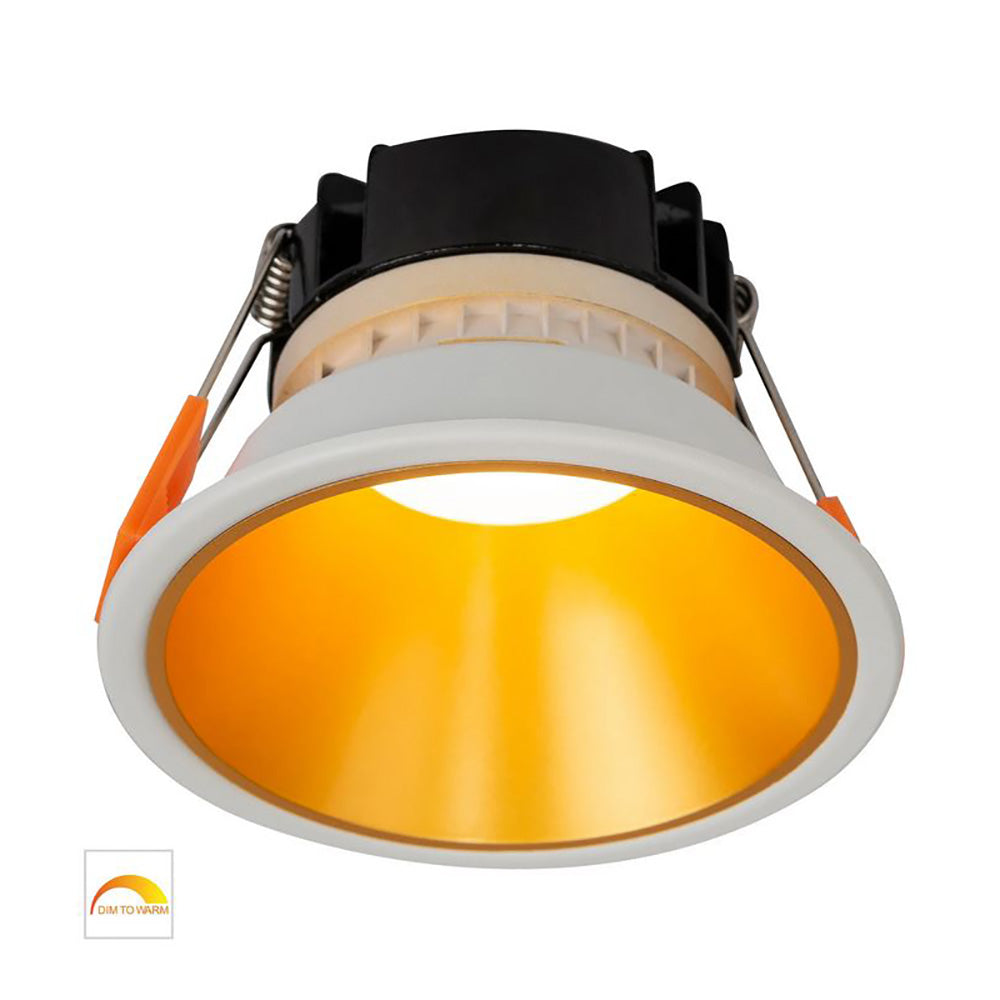 Buy Recessed LED Downlights Australia Round Recessed LED Downlight White Aluminium Gold Insert 2 CCT - HV5528D2W-WG