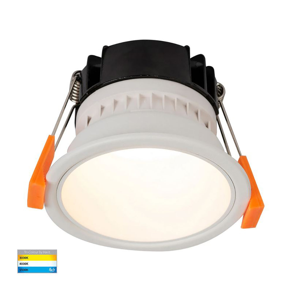 Buy Recessed LED Downlights Australia Round Recessed LED Downlight W82mm White Polycarbonate / Insert 3CCT - HV5529T-WW