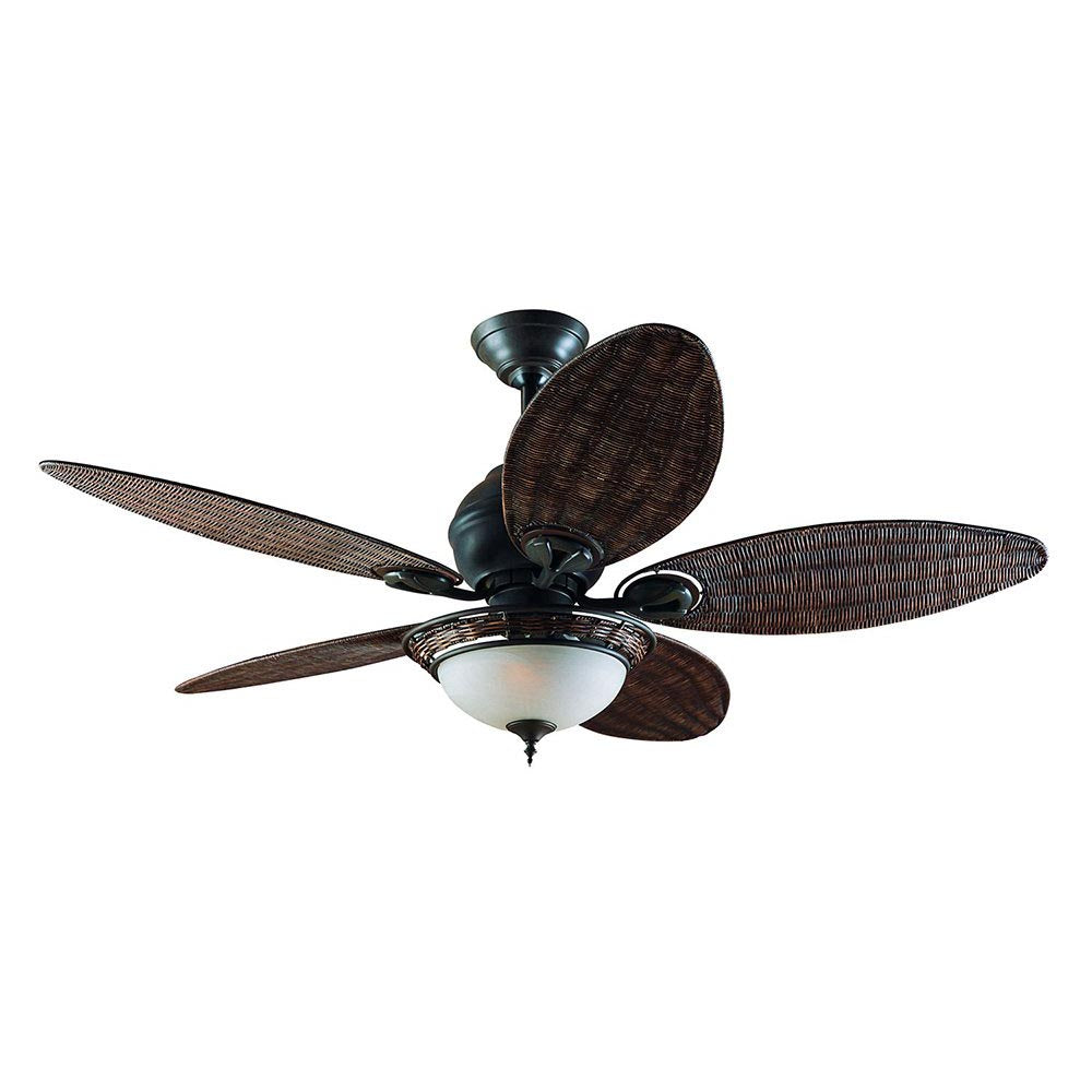 Caribbean Breeze AC Ceiling Fan 54" Weathered Bronze with Antique Wicker Blades - 24457