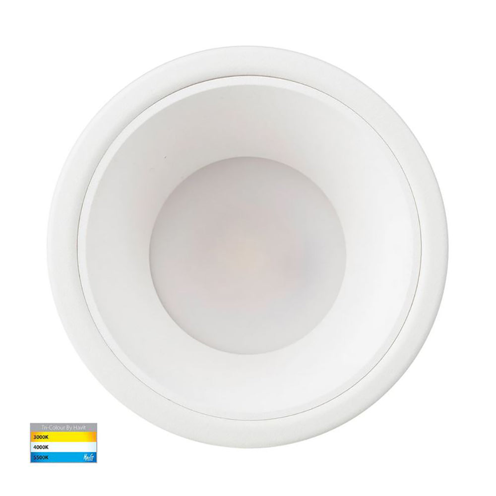 Buy Recessed LED Downlights Australia Round Recessed LED Downlight W82mm White Polycarbonate / Insert 3CCT - HV5529T-WW