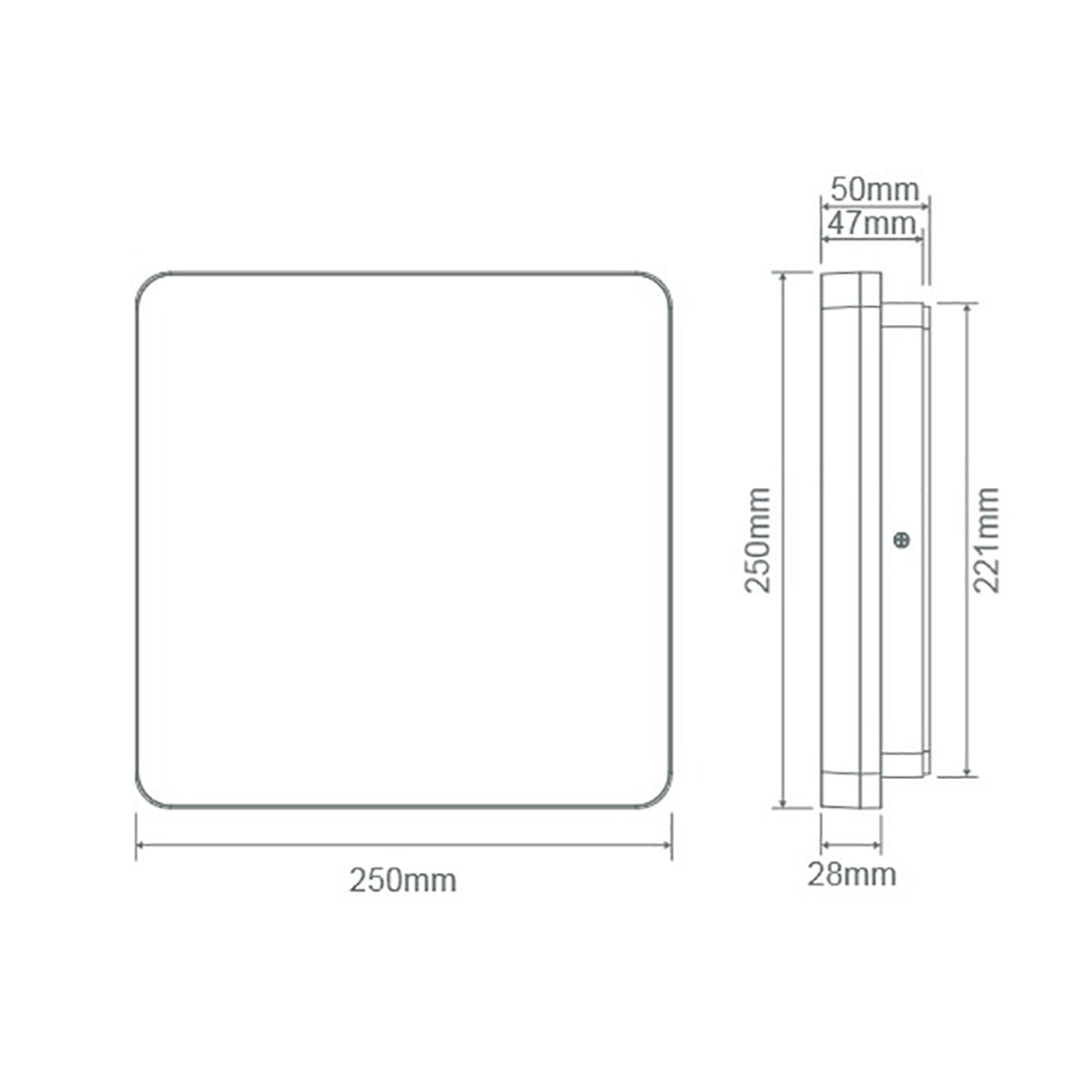 Buy LED Oyster Lights Australia Sunset Square LED Oyster Light W250mm White Polycarbonate 3CCT - 20886