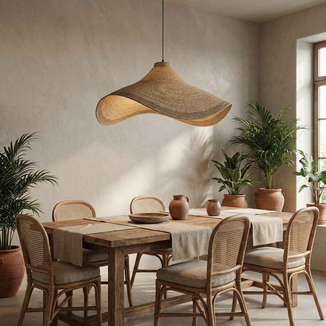 Amira Medium Pendant Shade Natural & Black - DA0297