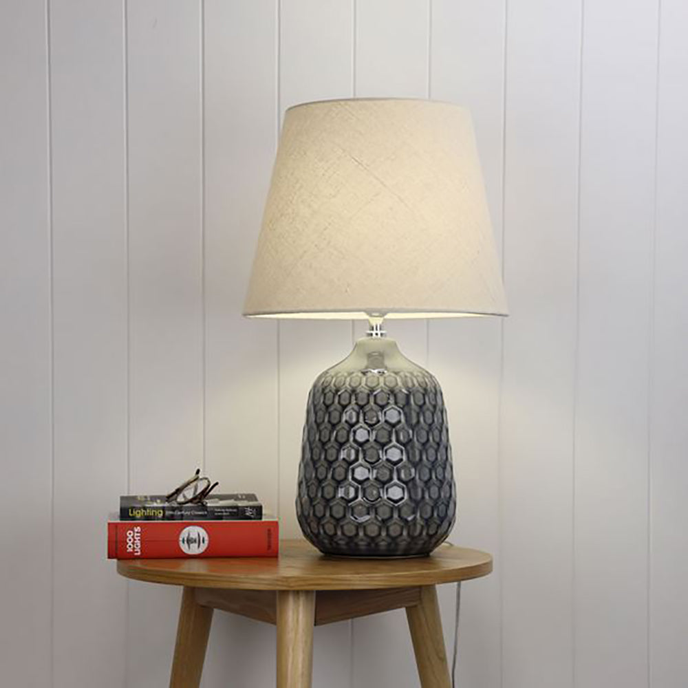 Buy Table Lamps Australia Daria Table Lamp Off-White Cotton Grey Ceramic - OL94523