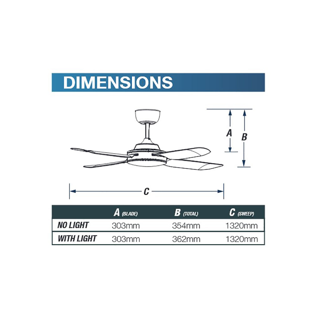 Buy AC Ceiling Fans With Light Australia Spinika II AC Ceiling Fan 52" Titanium LED Light Titanium - SPIN1304TI-L