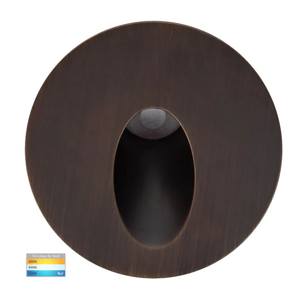 Buy Outdoor Step Lights Australia Round Outdoor Step Light 12V 2.5W Antique Brass Aluminium 3CCT - HV3205T-AB-12V