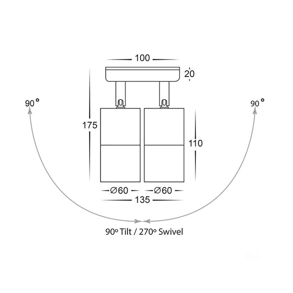 Buy Exterior Spotlights Australia Tivah Exterior 2 Spotlights Adjustable 5W Titanium Aluminium 3CCT - HV1387GU10T