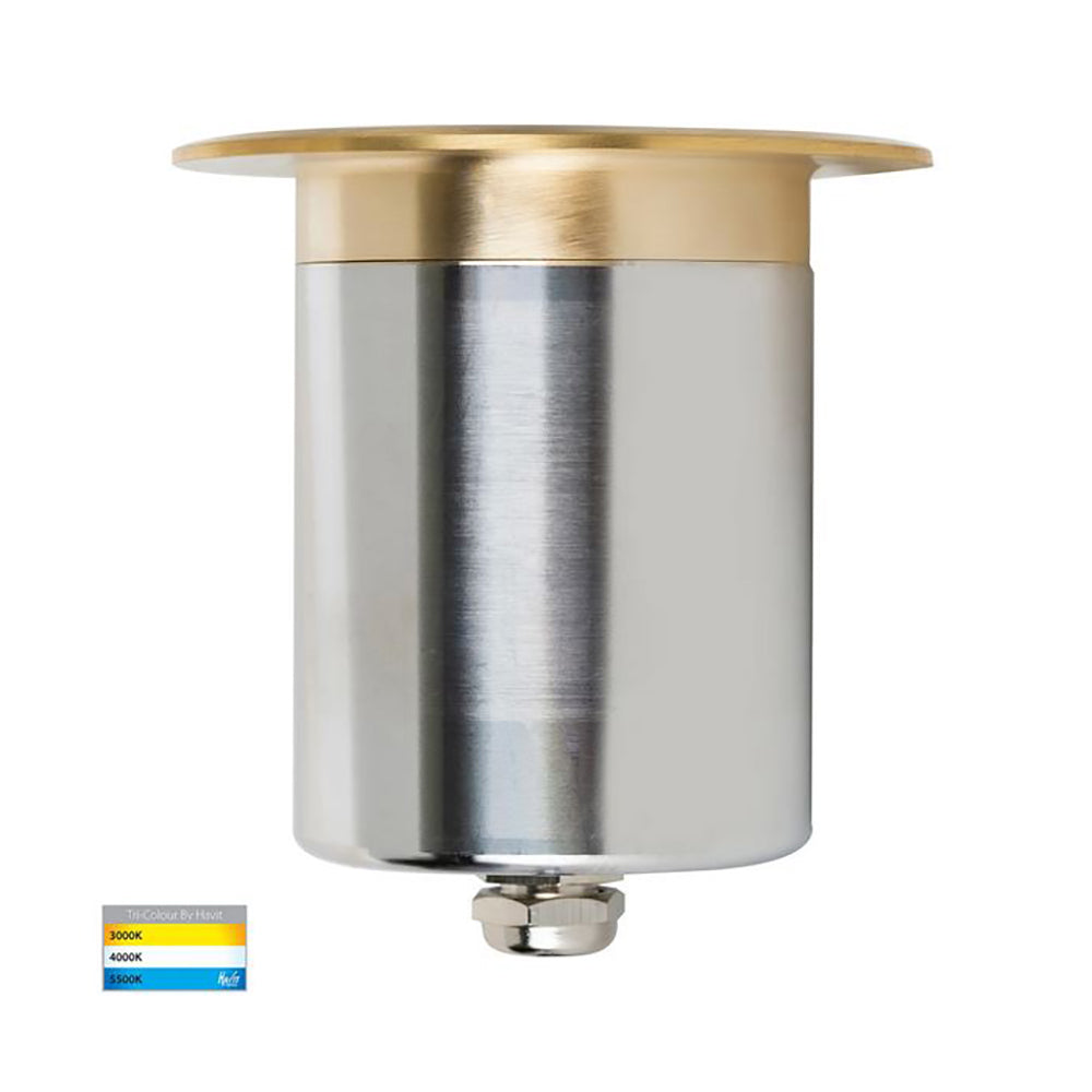 Buy Outdoor Step Lights Australia Ollo Outdoor Step Light 12V Brass 3CCT - HV19022T-BR