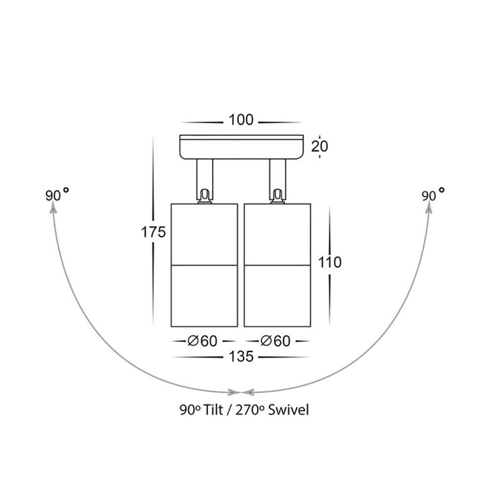 Buy Exterior Spotlights Australia Tivah Exterior 2 Spotlights Adjustable 5W Silver Aluminium 3CCT - HV1347GU10T