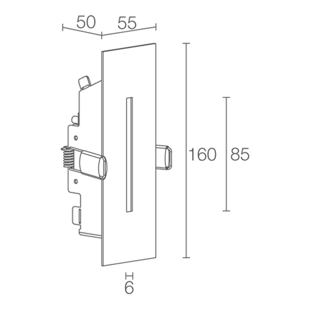 Line 2.1 Step Light H160mm For Mounting In Plasterboard Steel - LN2112