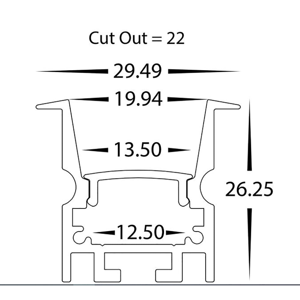Buy Strip Light Profiles Australia Strip Light Profile W29.5mm L3000mm Silver Aluminium - HV9695-2926-3M