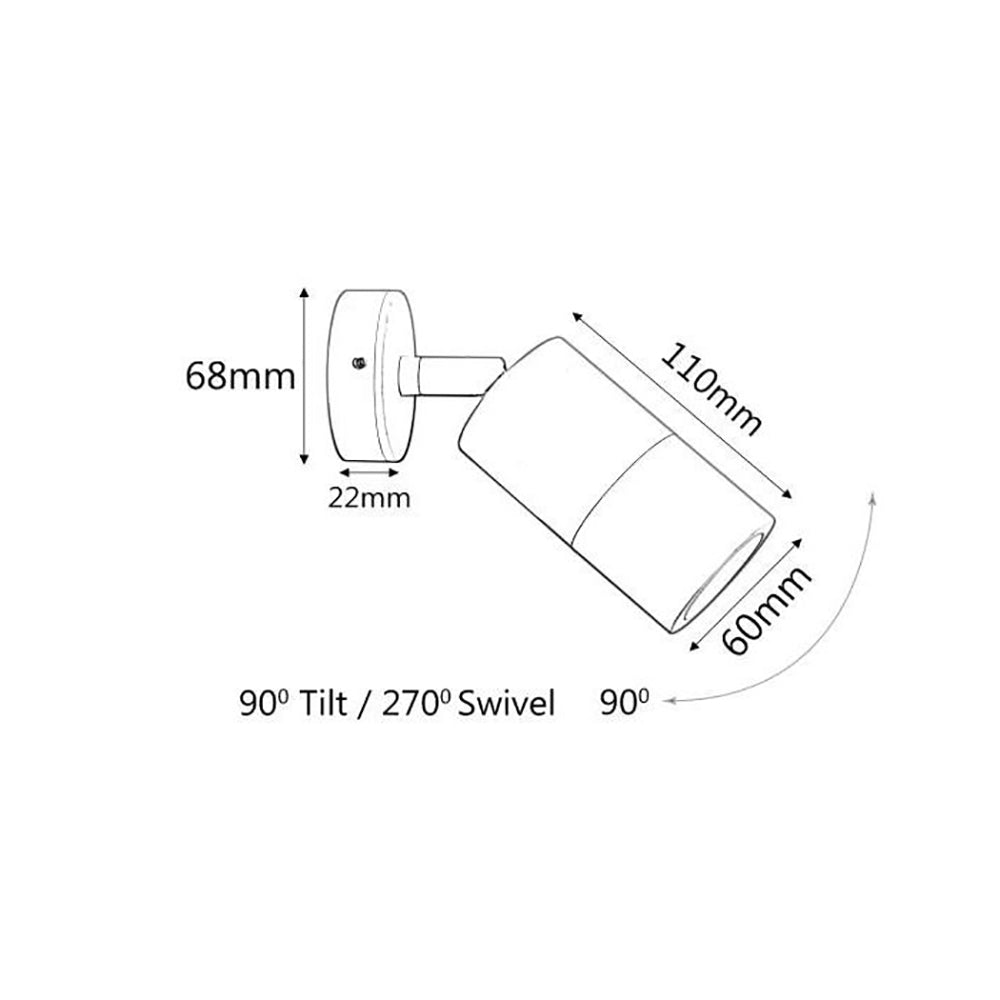 Buy Exterior Spotlights Australia Exterior Spotlight Round Adjustable L123mm Titanium Aluminium - 2123T