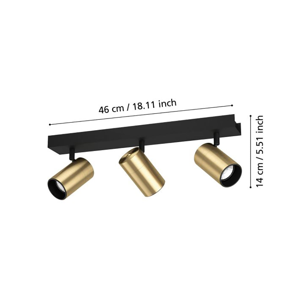 Buy Spotlights Australia Cumaribo Spot 3 lights Black / Brass Steel - 390084N