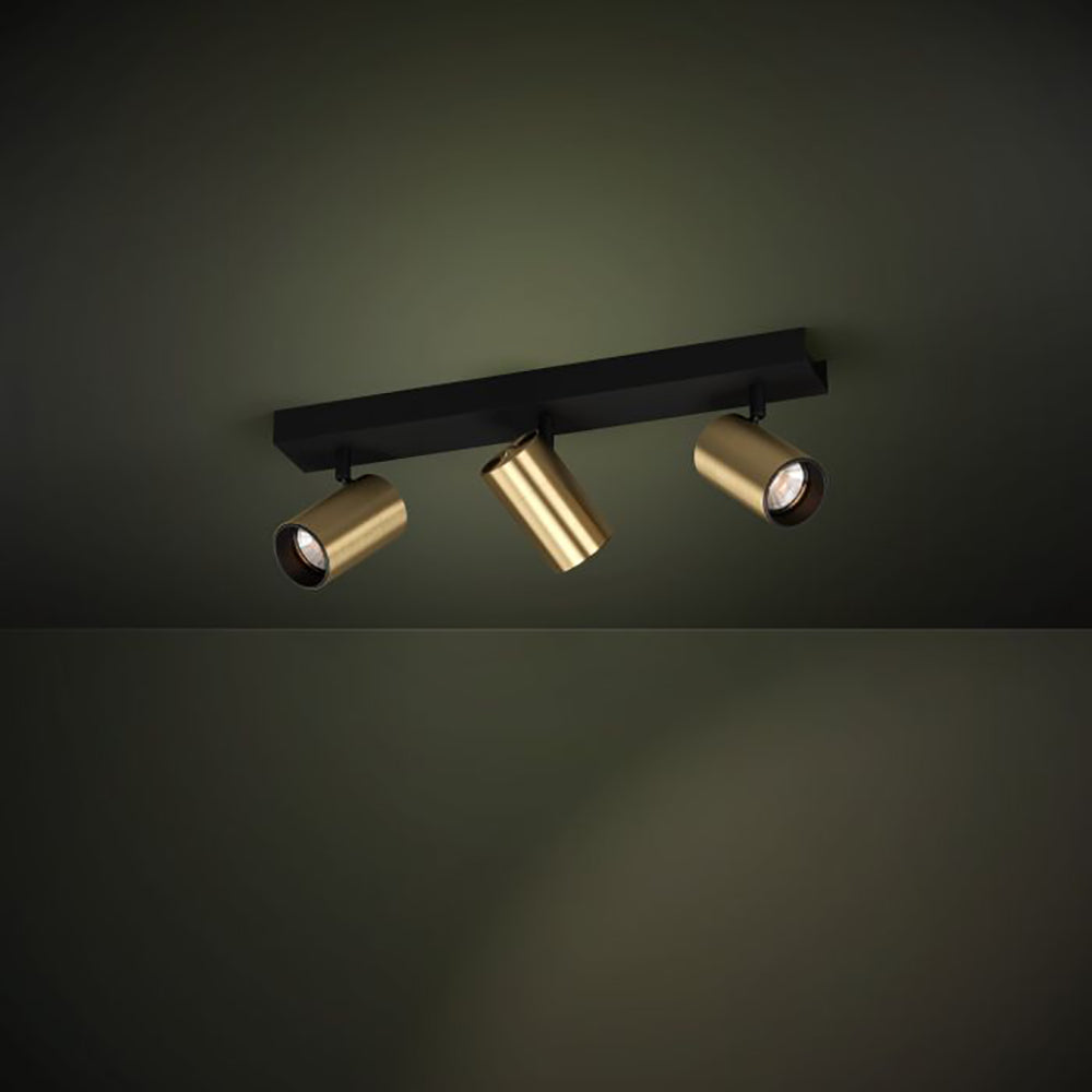 Cumaribo Spot 3 lights Black / Brass Steel - 390084N