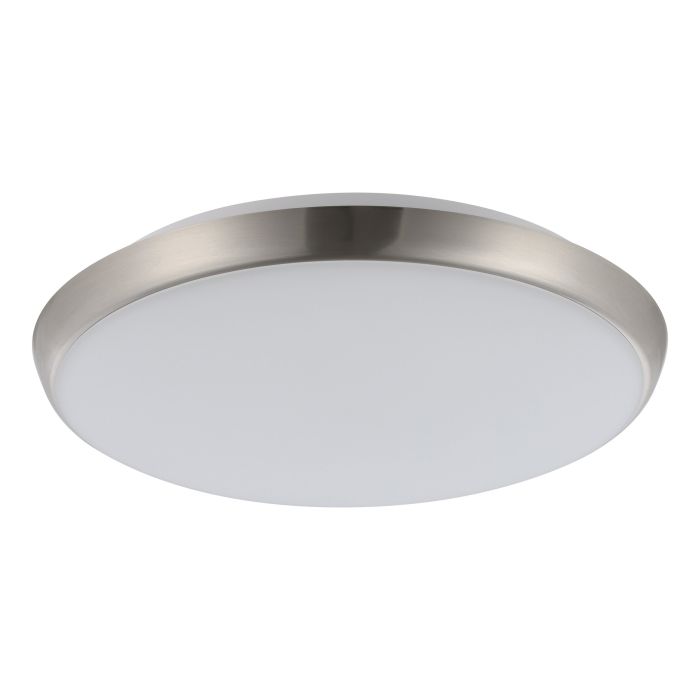 Ollie 2 LED 250mm Oyster Light 15W TRI Colour Satin Nickel & White - 206394