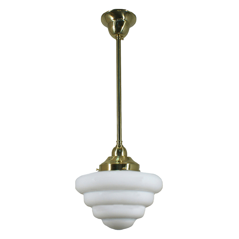 Buy Pendant Lights Australia Single Rod Pendant Brass With 10" Beehive Opal Matt Glass - 3000243