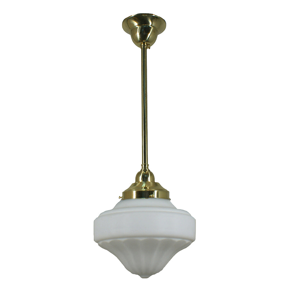 Buy Pendant Lights Australia Single Rod Pendant Brass With 9" Derby Opal Matt Glass - 3000264