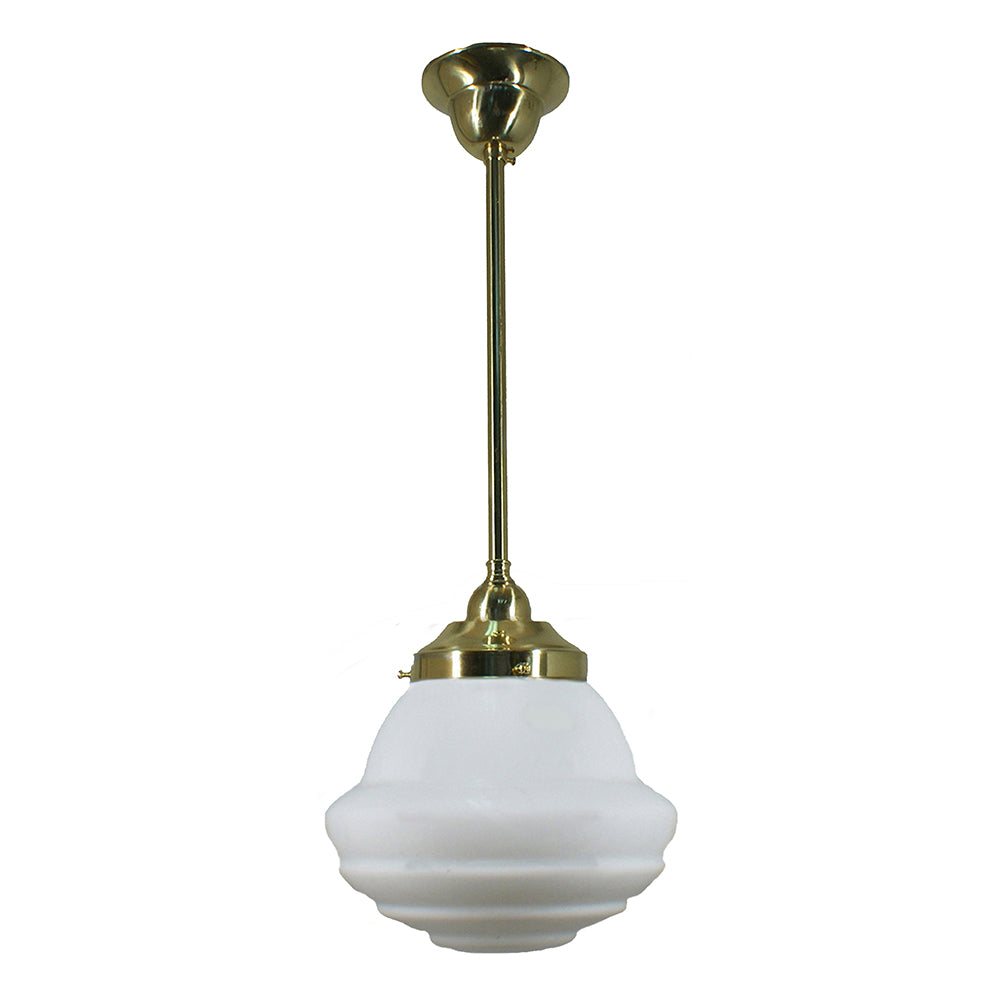 Buy Pendant Lights Australia Single Rod Pendant Brass With 9" Parkville Opal Matt Glass - 3000265