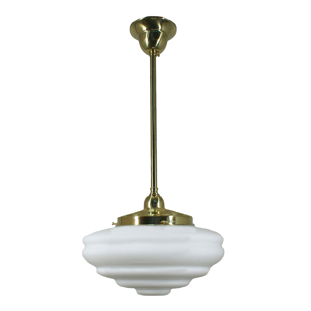 Buy Pendant Lights Australia Single Rod Pendant Brass With Chateau Opal Matt Glass - 3000268